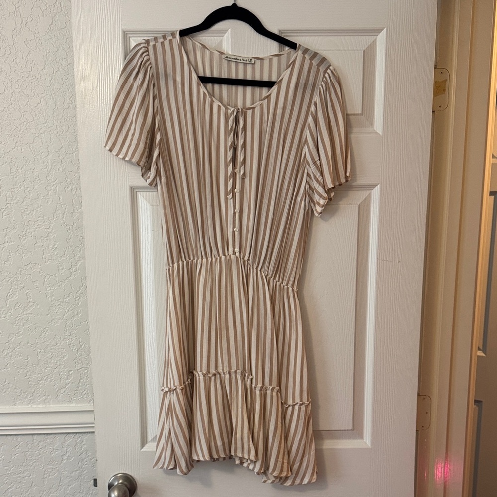 Abercrombie & Fitch Beige Striped Midi Dress
